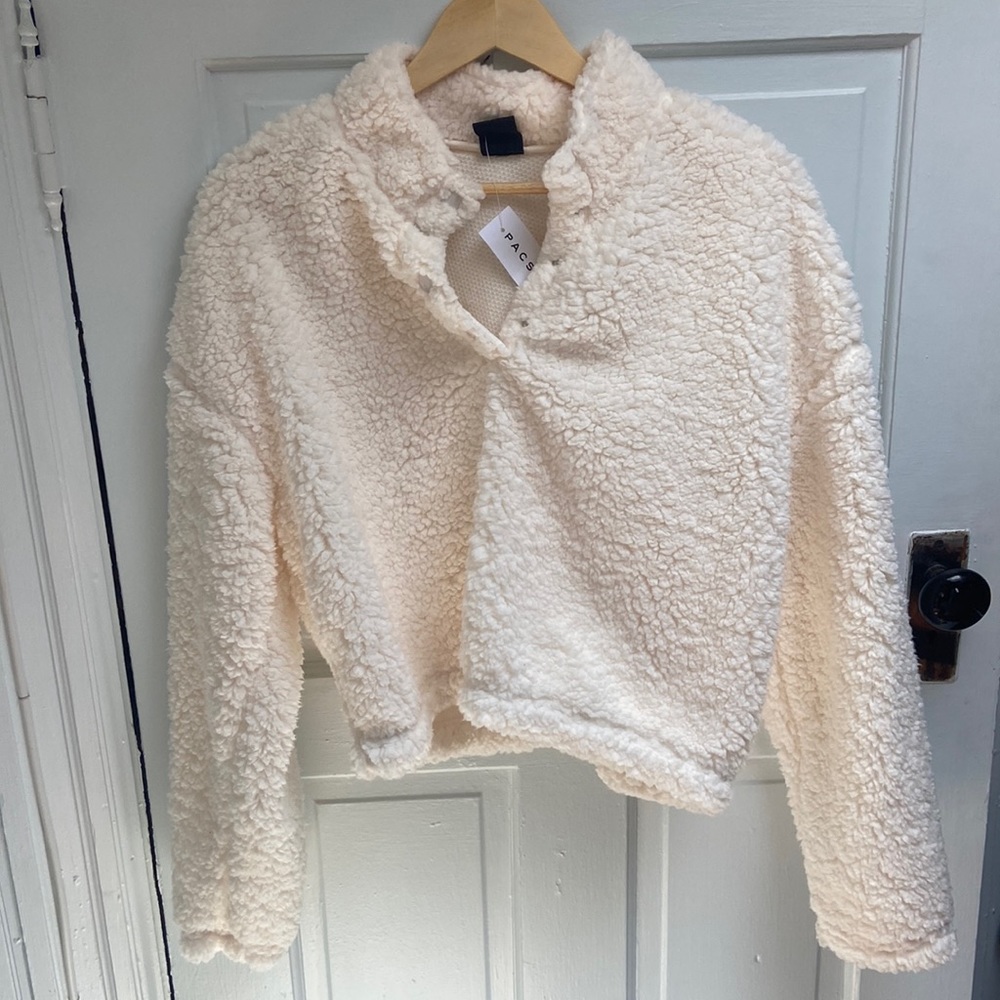 Fuzzy White Pacsun Button Up Size L